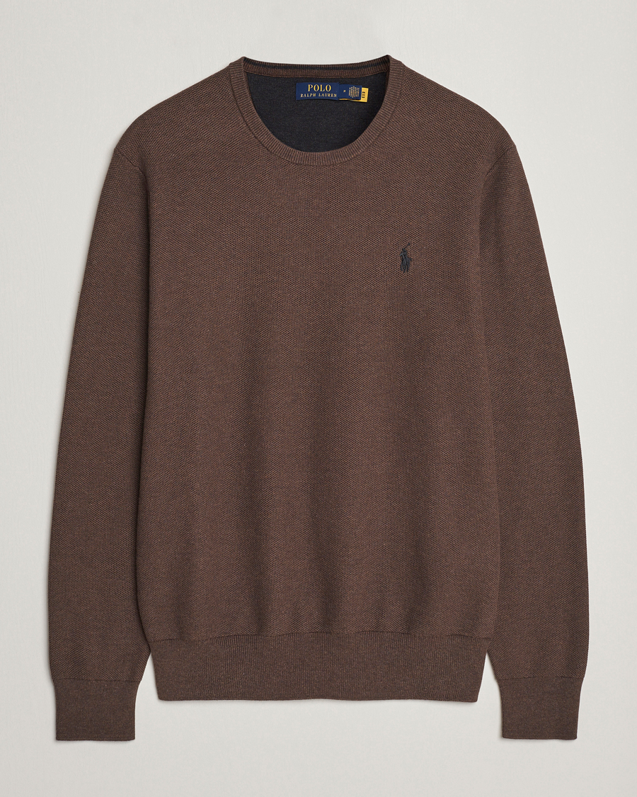 Herr | Tröjor | Polo Ralph Lauren | Textured Cotton Crew Neck Sweater Spa Brown Heather