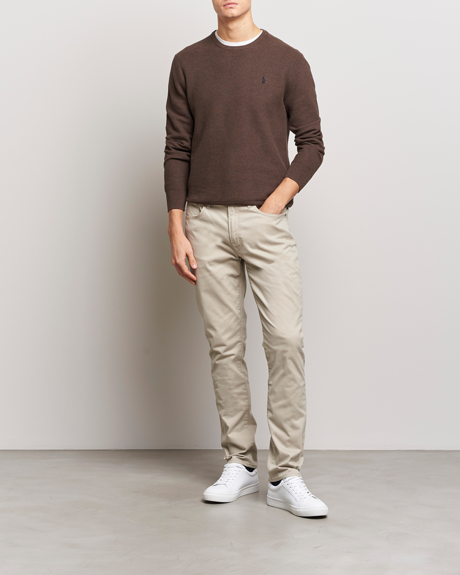 Herr | Tröjor | Polo Ralph Lauren | Textured Cotton Crew Neck Sweater Spa Brown Heather