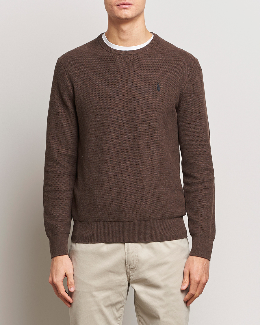 Herr | Realisation | Polo Ralph Lauren | Textured Cotton Crew Neck Sweater Spa Brown Heather