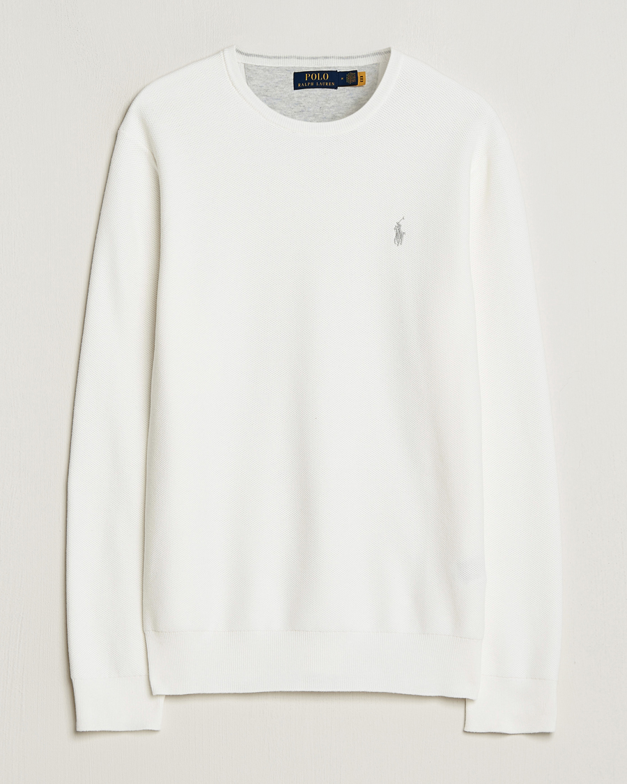 Herr | Tröjor | Polo Ralph Lauren | Textured Cotton Crew Neck Sweater Deckwash White