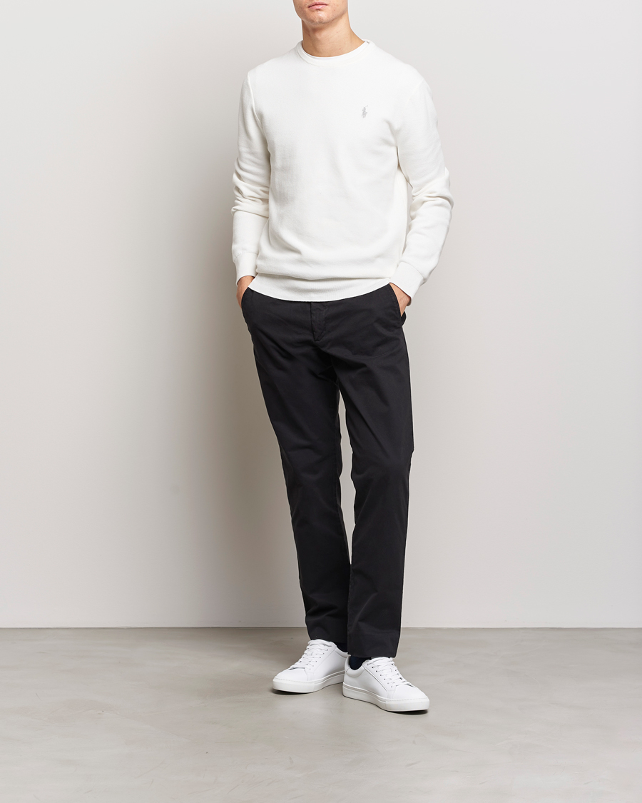 Herr | Tröjor | Polo Ralph Lauren | Textured Cotton Crew Neck Sweater Deckwash White