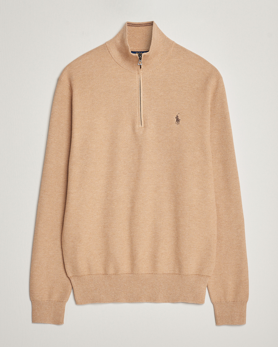 Herr | Tröjor | Polo Ralph Lauren | Half Zip Cotton Pullover Camel Melange