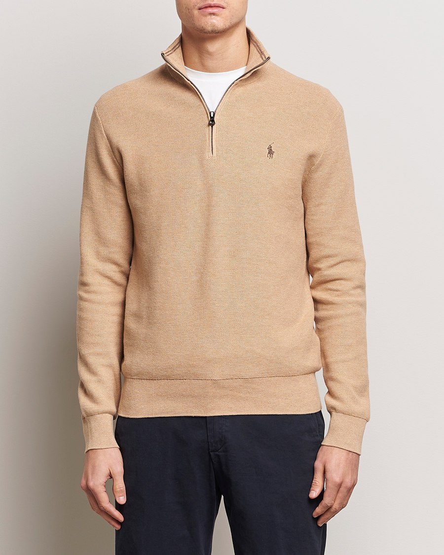 Herr | Tröjor | Polo Ralph Lauren | Textured Half Zip Camel Melange