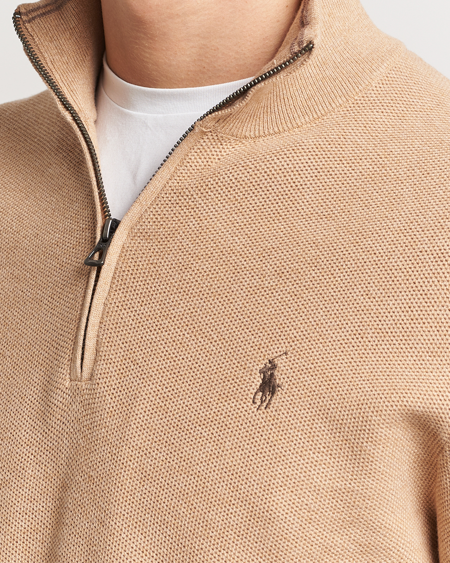 Herr | Tröjor | Polo Ralph Lauren | Half Zip Cotton Pullover Camel Melange
