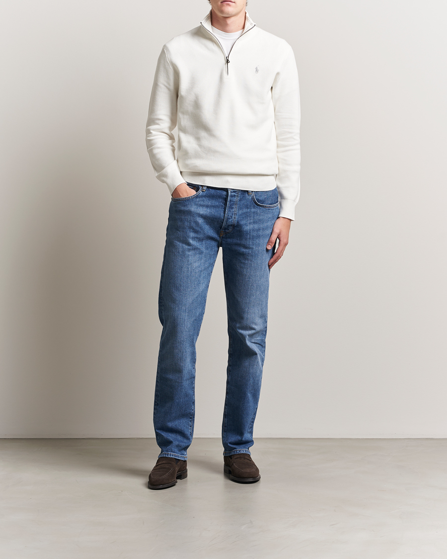 Herr | Tröjor | Polo Ralph Lauren | Textured Half Zip Deckwash White