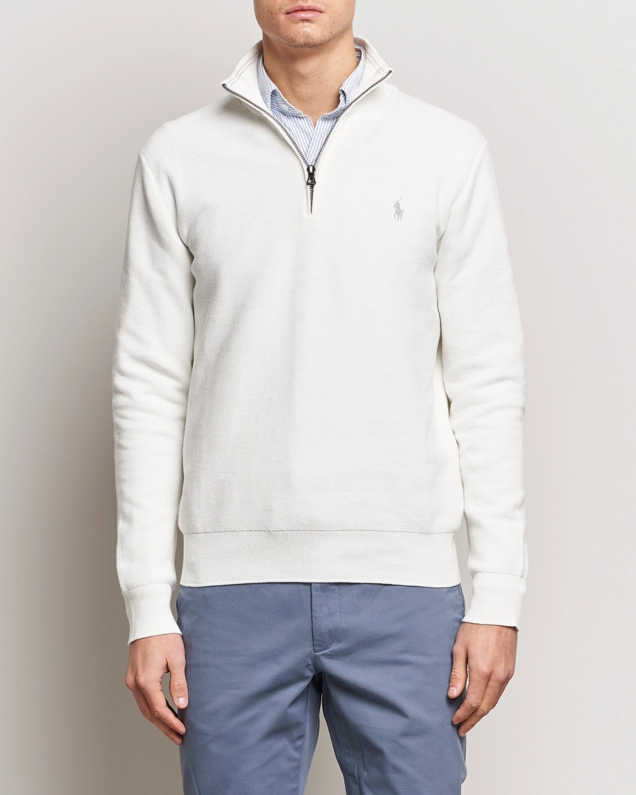 Herr | Tröjor | Polo Ralph Lauren | Textured Half Zip Deckwash White
