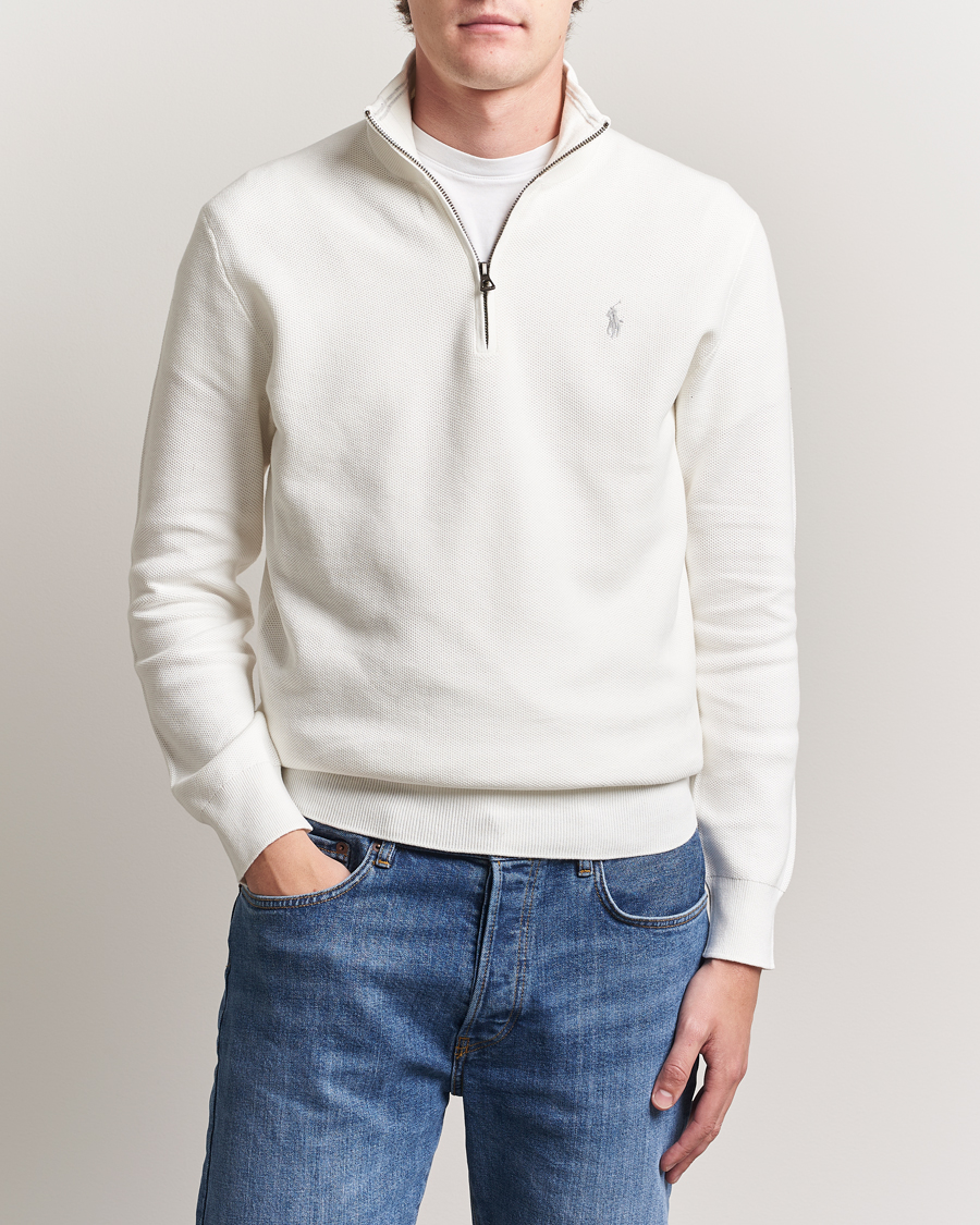 Herr | Tröjor | Polo Ralph Lauren | Textured Half Zip Deckwash White