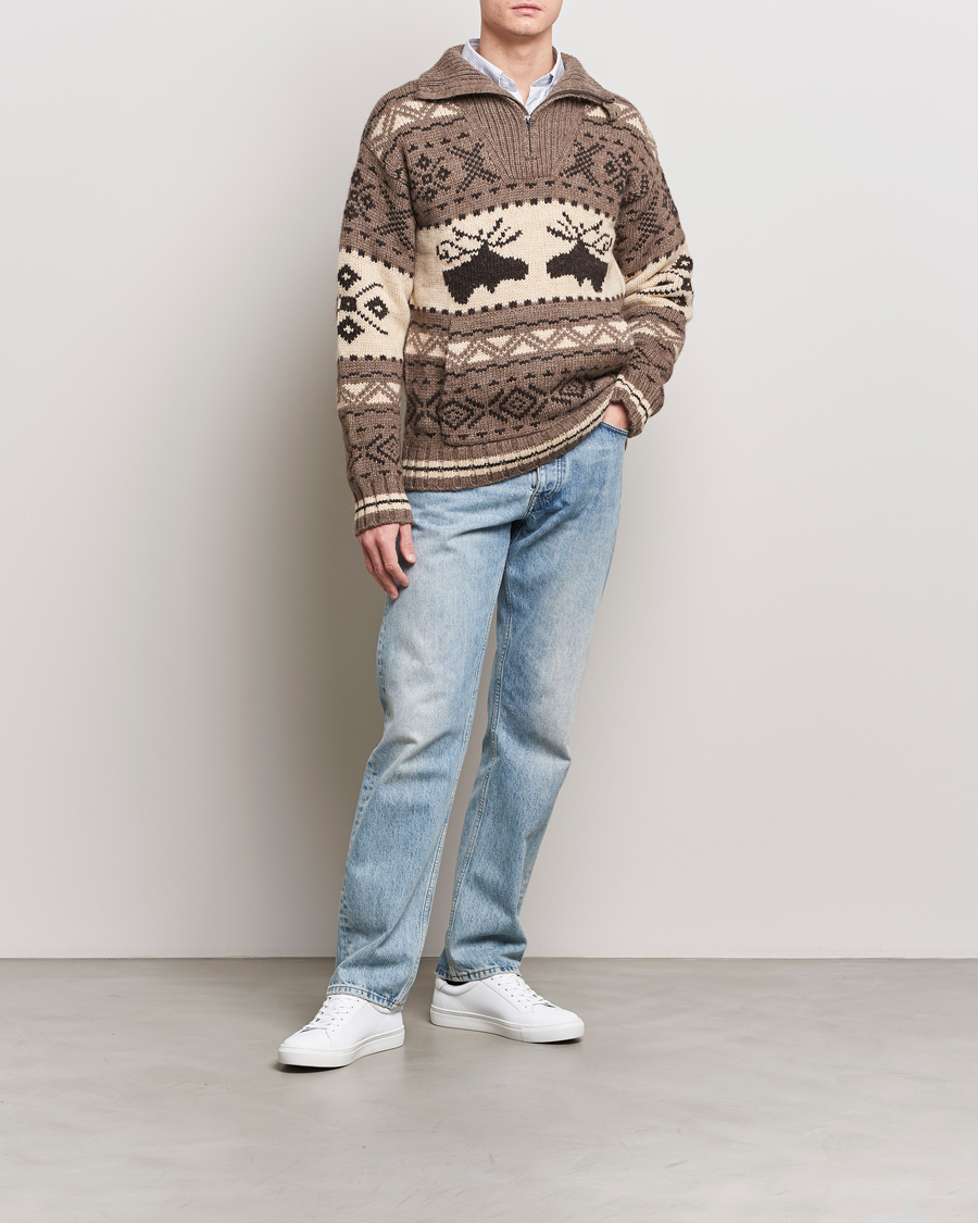 Herr | Tröjor | Polo Ralph Lauren | Wool Knitted Half-Zip Sweater Medium Brown