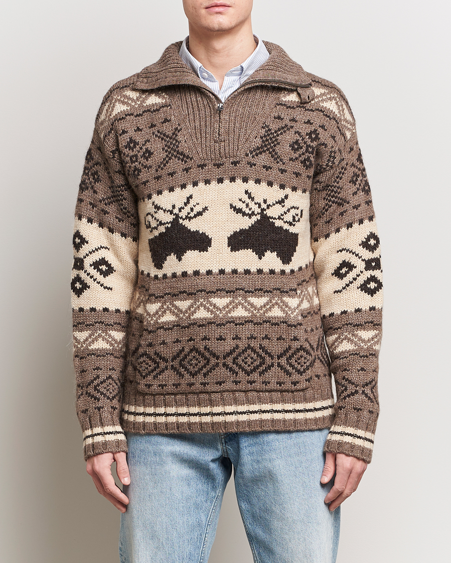 Herr |  | Polo Ralph Lauren | Wool Knitted Half-Zip Sweater Medium Brown