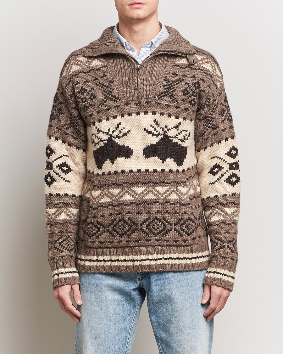 Herr | Tröjor | Polo Ralph Lauren | Wool Knitted Half-Zip Sweater Medium Brown