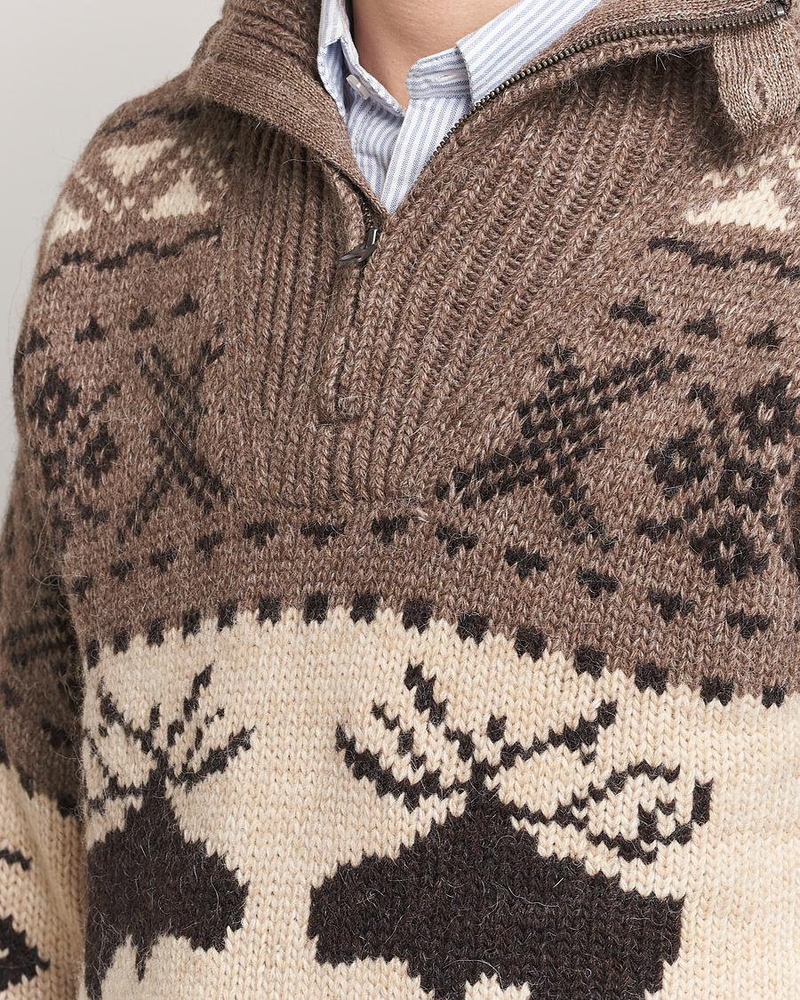 Herr | Tröjor | Polo Ralph Lauren | Wool Knitted Half-Zip Sweater Medium Brown