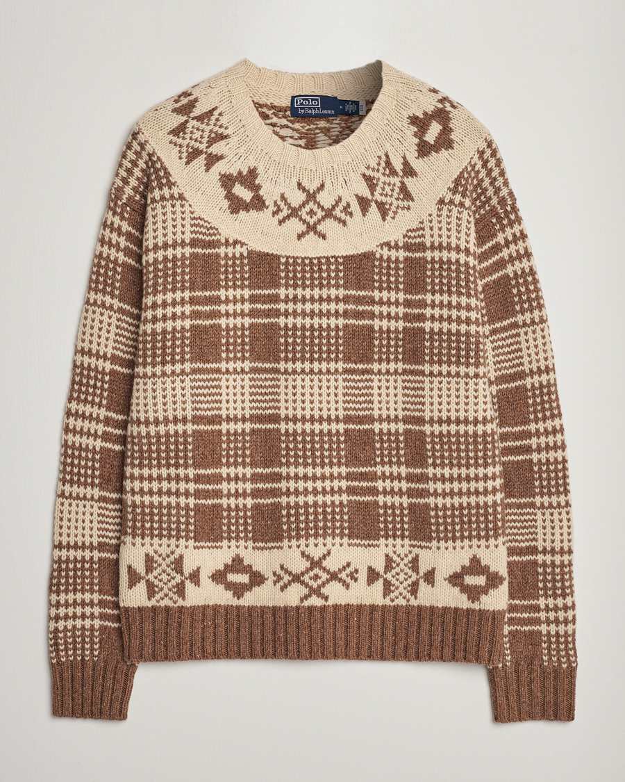 Herr | Tröjor | Polo Ralph Lauren | Wool Knitted Crew Neck Sweater Medium Brown