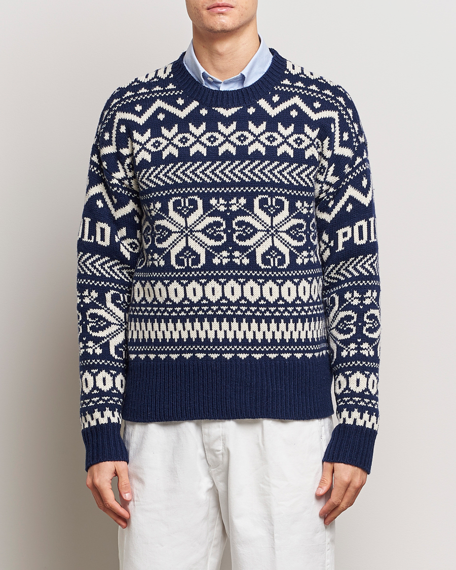 Herr | Realisation | Polo Ralph Lauren | Wool Knitted Snowflake Crew Neck Bright Navy