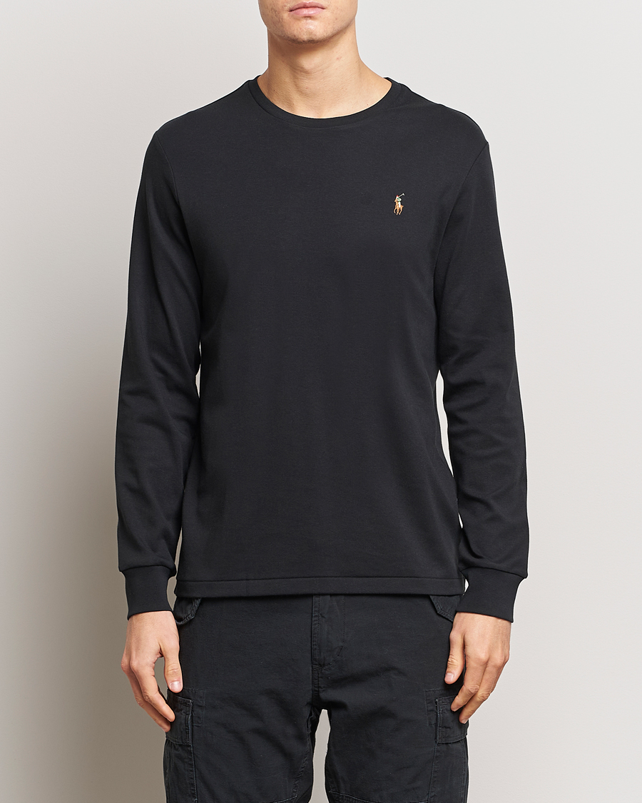 Herr | Rea kläder | Polo Ralph Lauren | Luxury Pima Cotton Long Sleeve T-Shirt Black