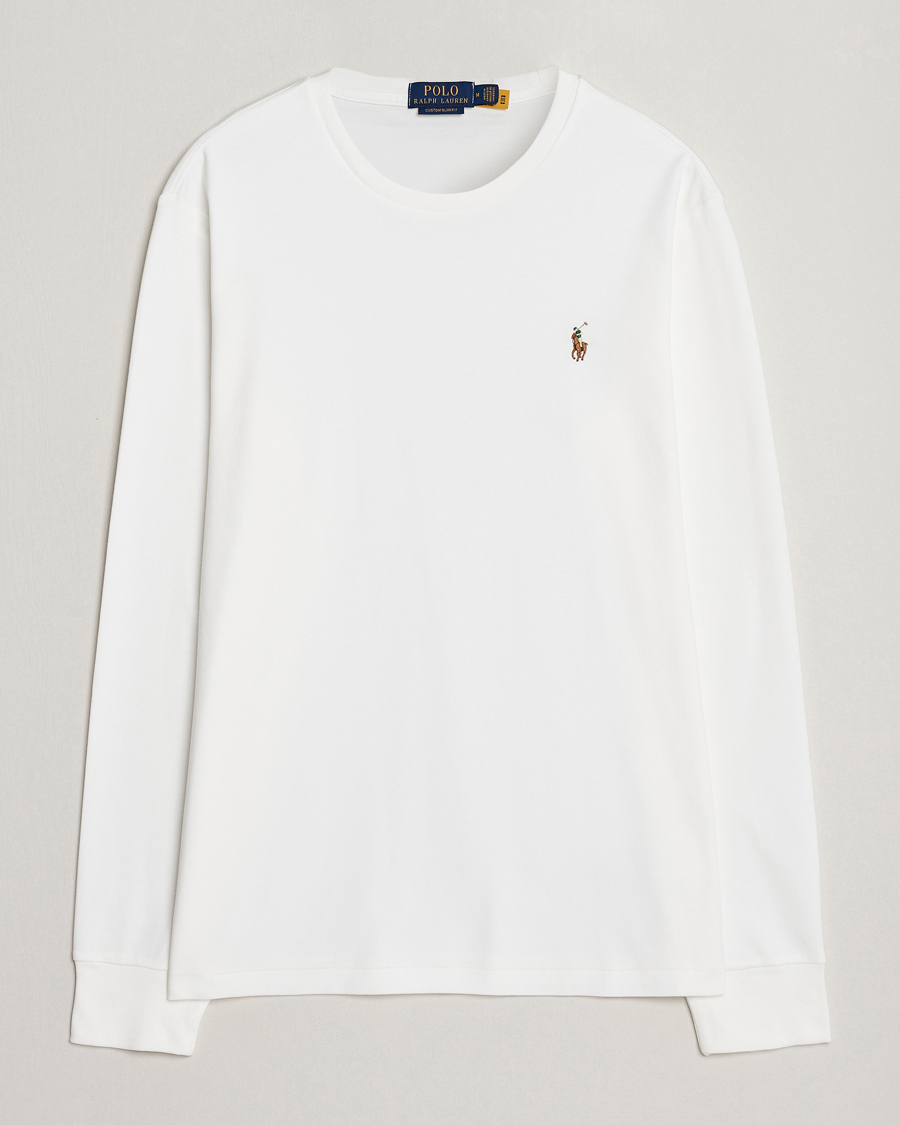 Herr | T-Shirts | Polo Ralph Lauren | Luxury Pima Cotton Long Sleeve T-Shirt White