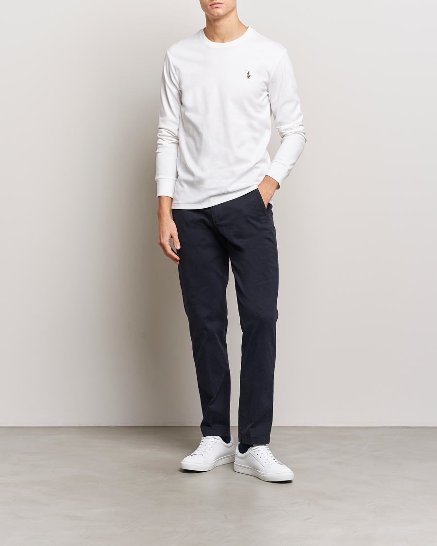 Herr | T-Shirts | Polo Ralph Lauren | Luxury Pima Cotton Long Sleeve T-Shirt White