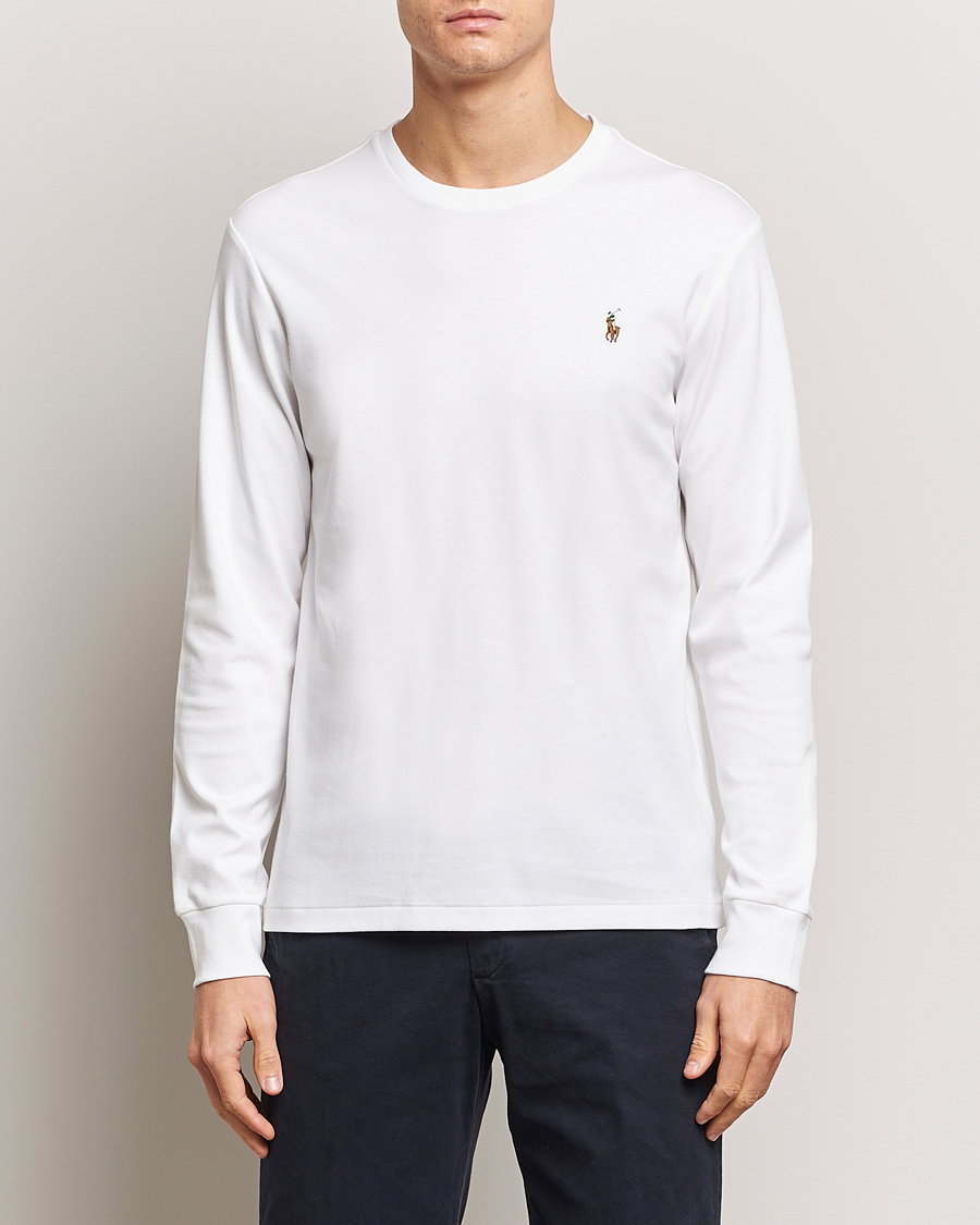 Herr | 30% rea | Polo Ralph Lauren | Luxury Pima Cotton Long Sleeve T-Shirt White