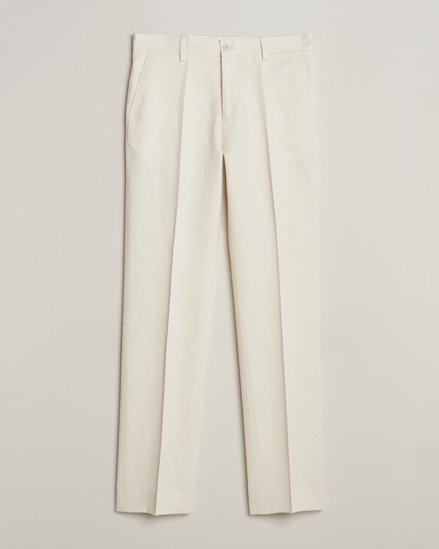 Herr | Byxor | Filippa K | Straight Linen Trousers Bone White