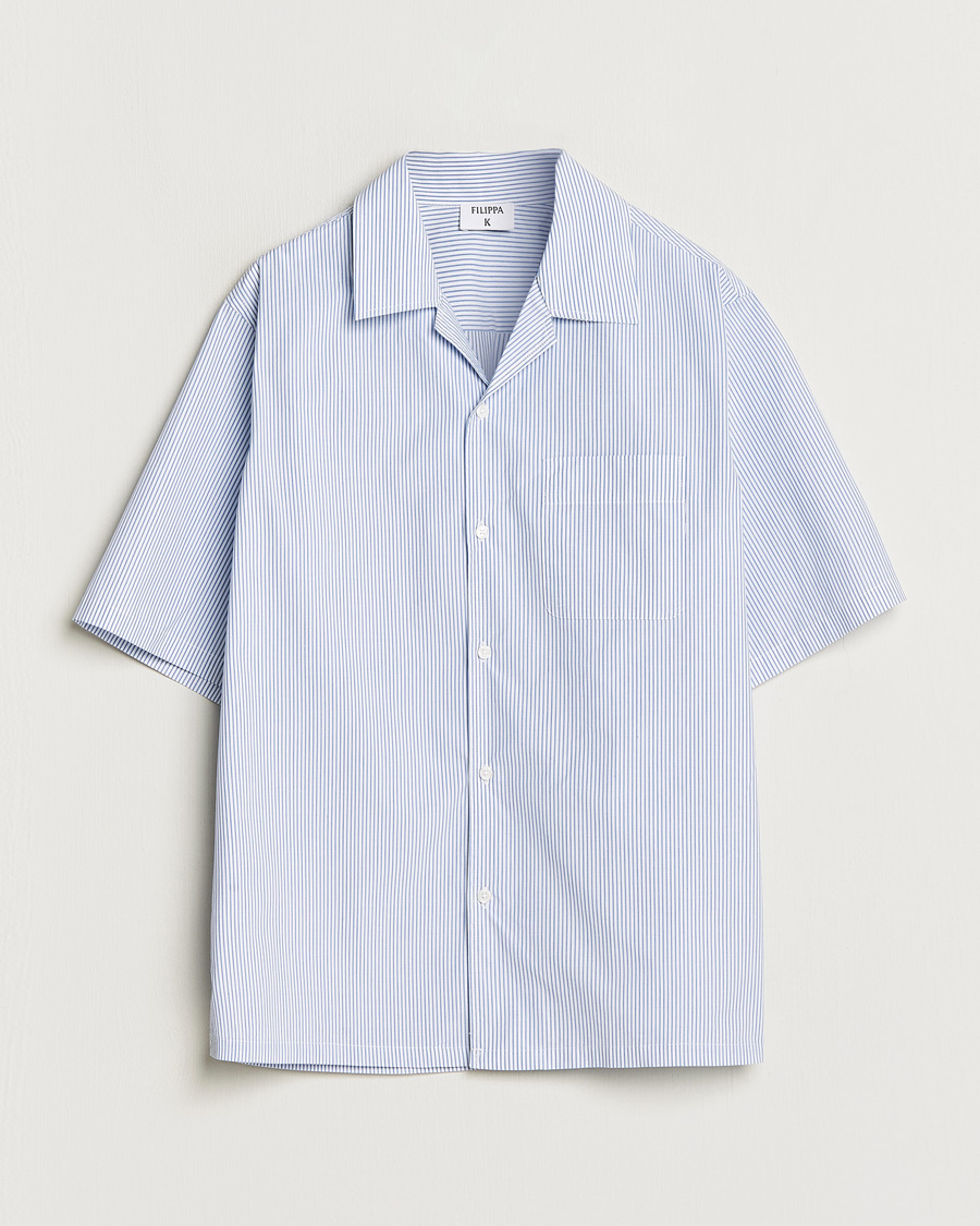 Herr | Skjortor | Filippa K | Striped Short Sleeve Resort Shirt Blue/White