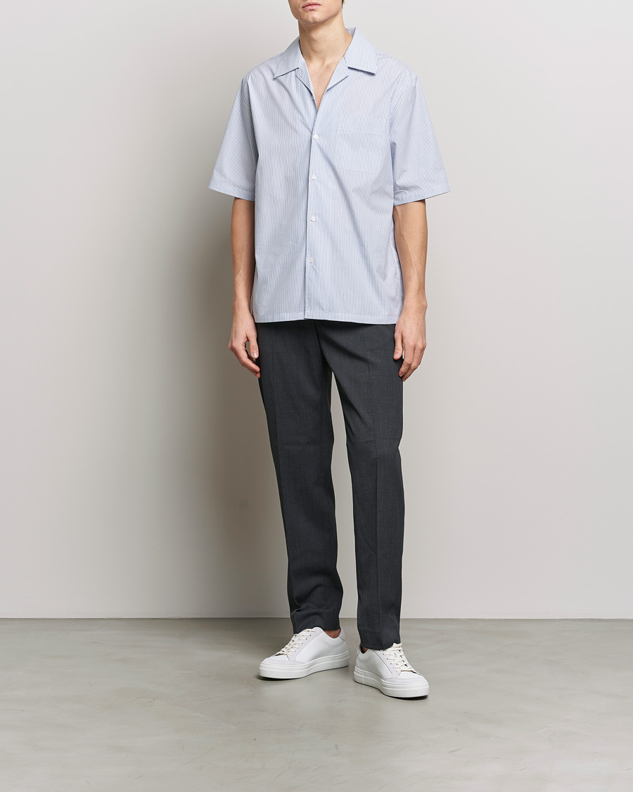 Herr | Skjortor | Filippa K | Striped Short Sleeve Resort Shirt Blue/White