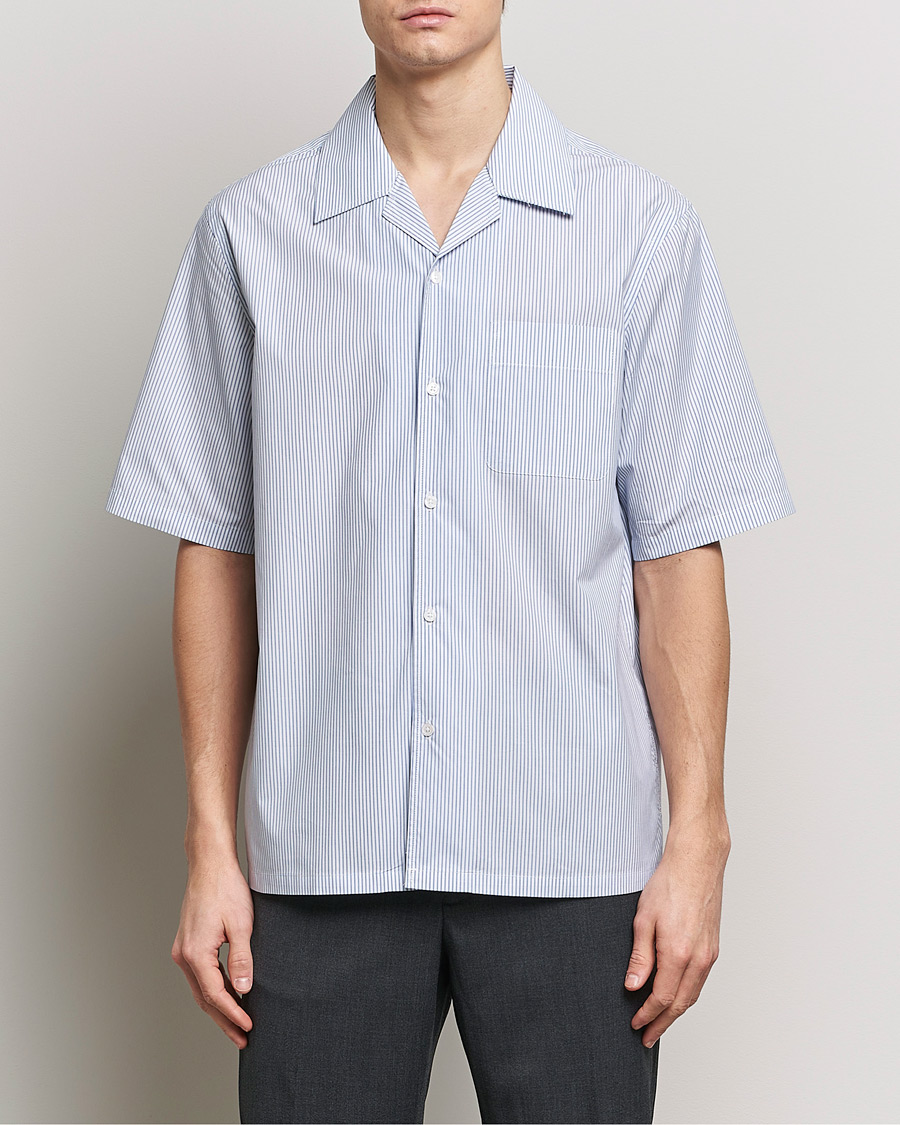 Herr | Skjortor | Filippa K | Striped Short Sleeve Resort Shirt Blue/White