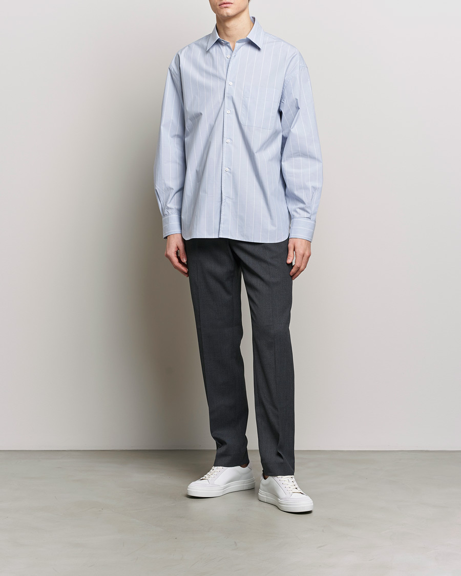 Herr | Skjortor | Filippa K | Striped Poplin Shirt Faded Blue/White