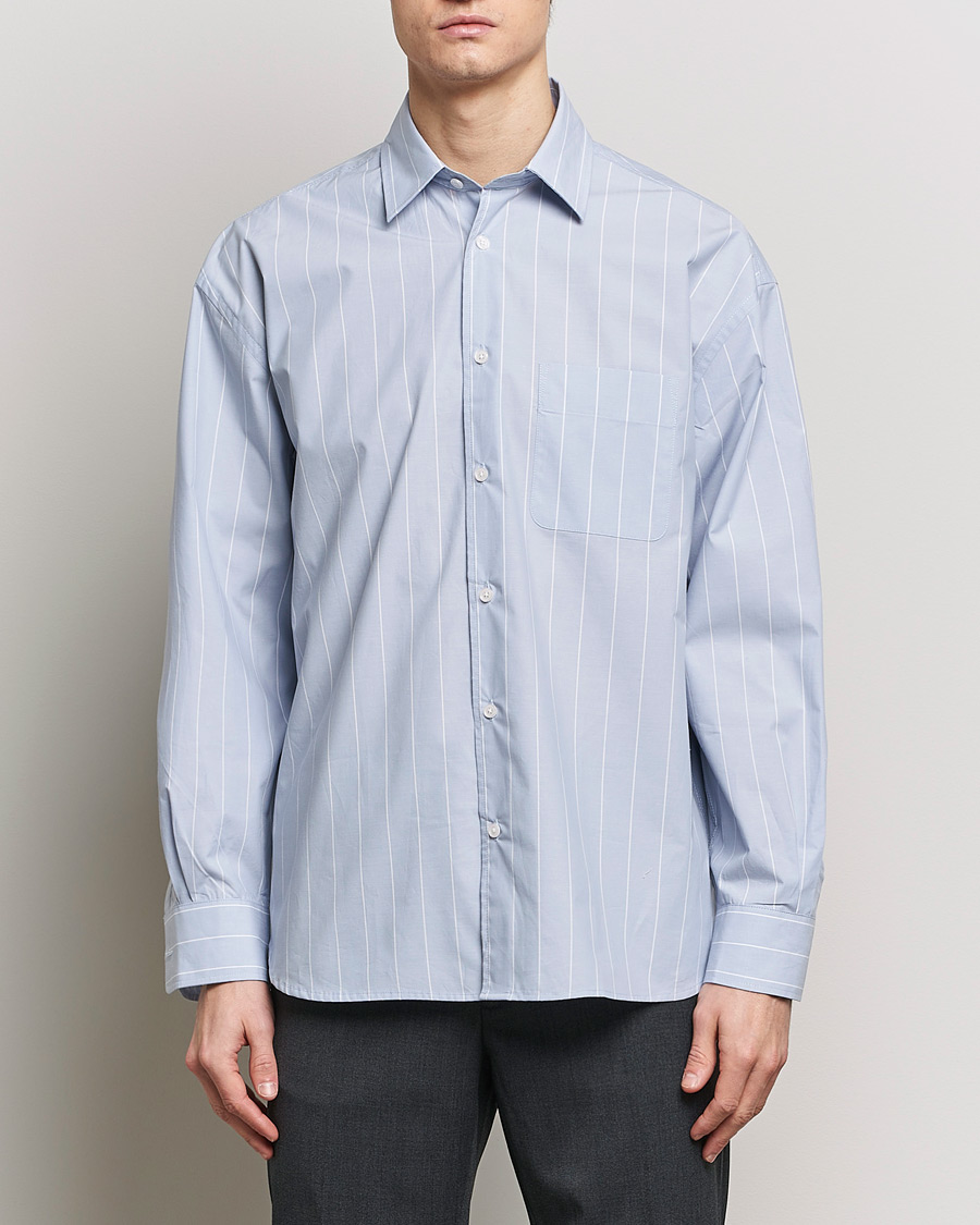 Herr | Business & Beyond | Filippa K | Striped Poplin Shirt Faded Blue/White