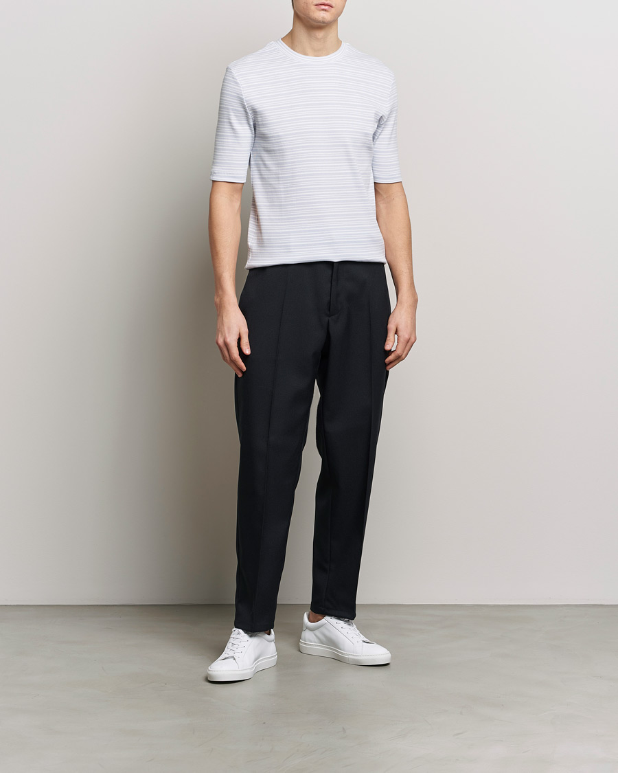 Herr | T-Shirts | Filippa K | Striped Rib T-Shirt Mist Blue/White