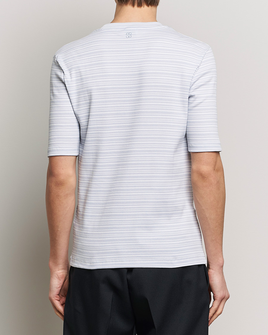 Herr | T-Shirts | Filippa K | Striped Rib T-Shirt Mist Blue/White