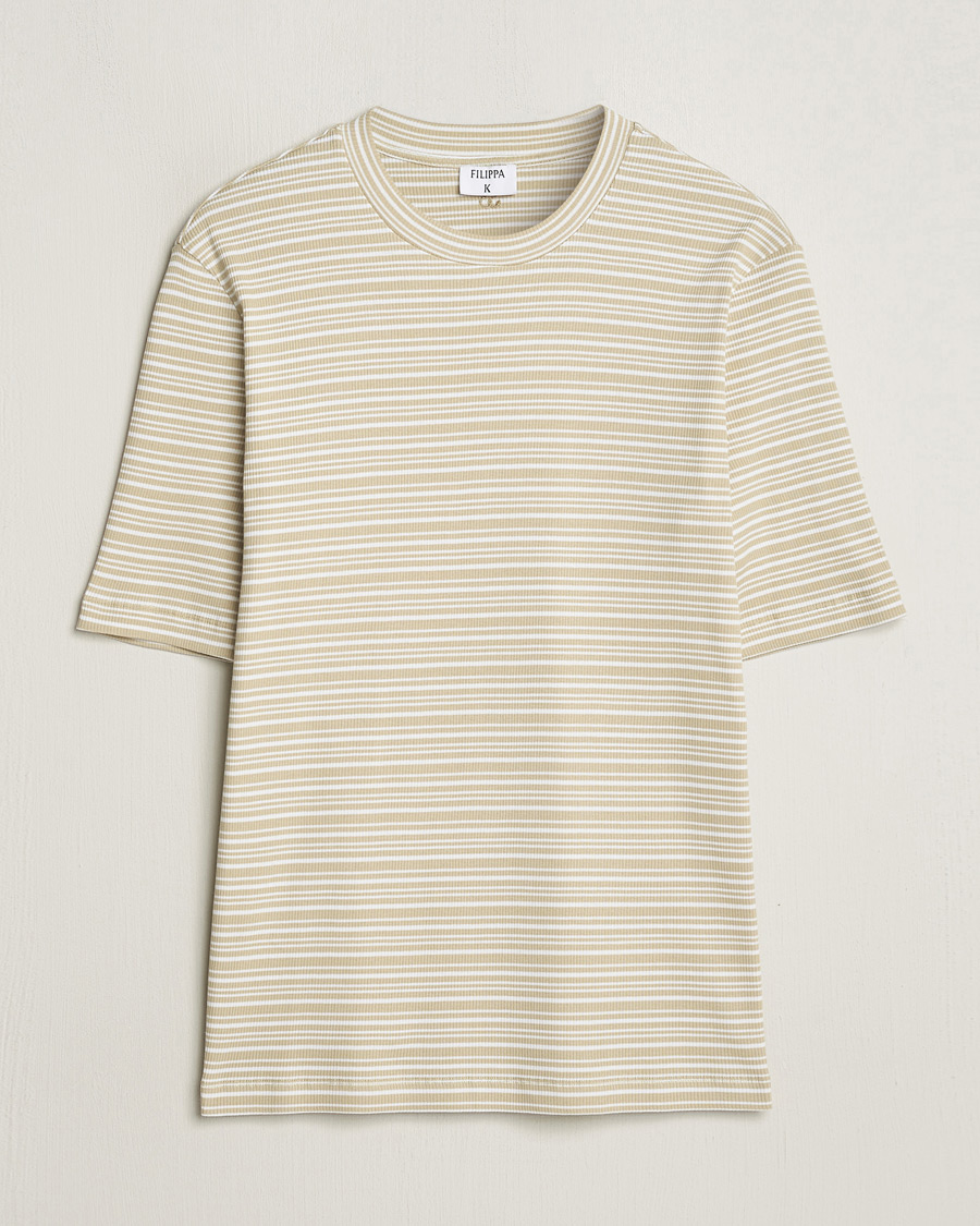 Herr | T-Shirts | Filippa K | Striped Rib T-Shirt Dark Yellow/White