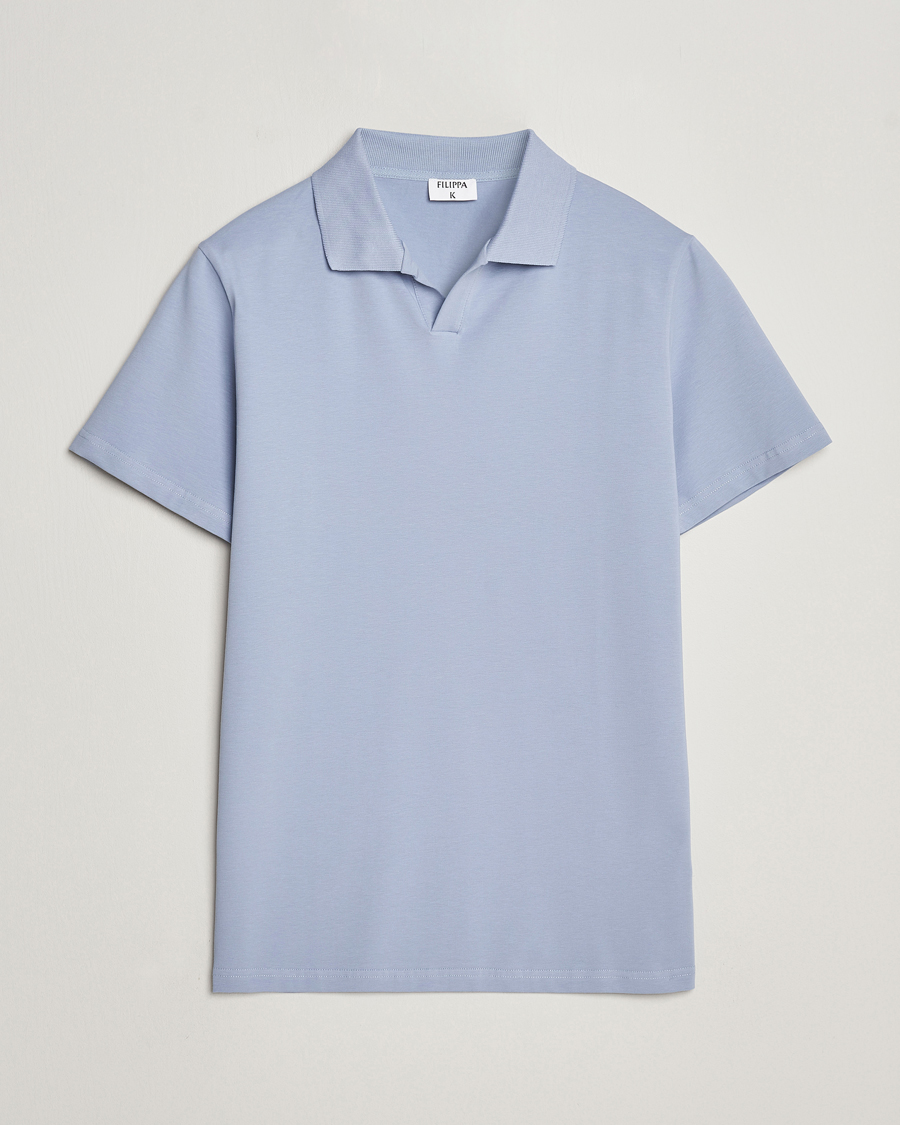 Herr | Pikéer | Filippa K | Soft Lycra Polo T-Shirt Faded Blue