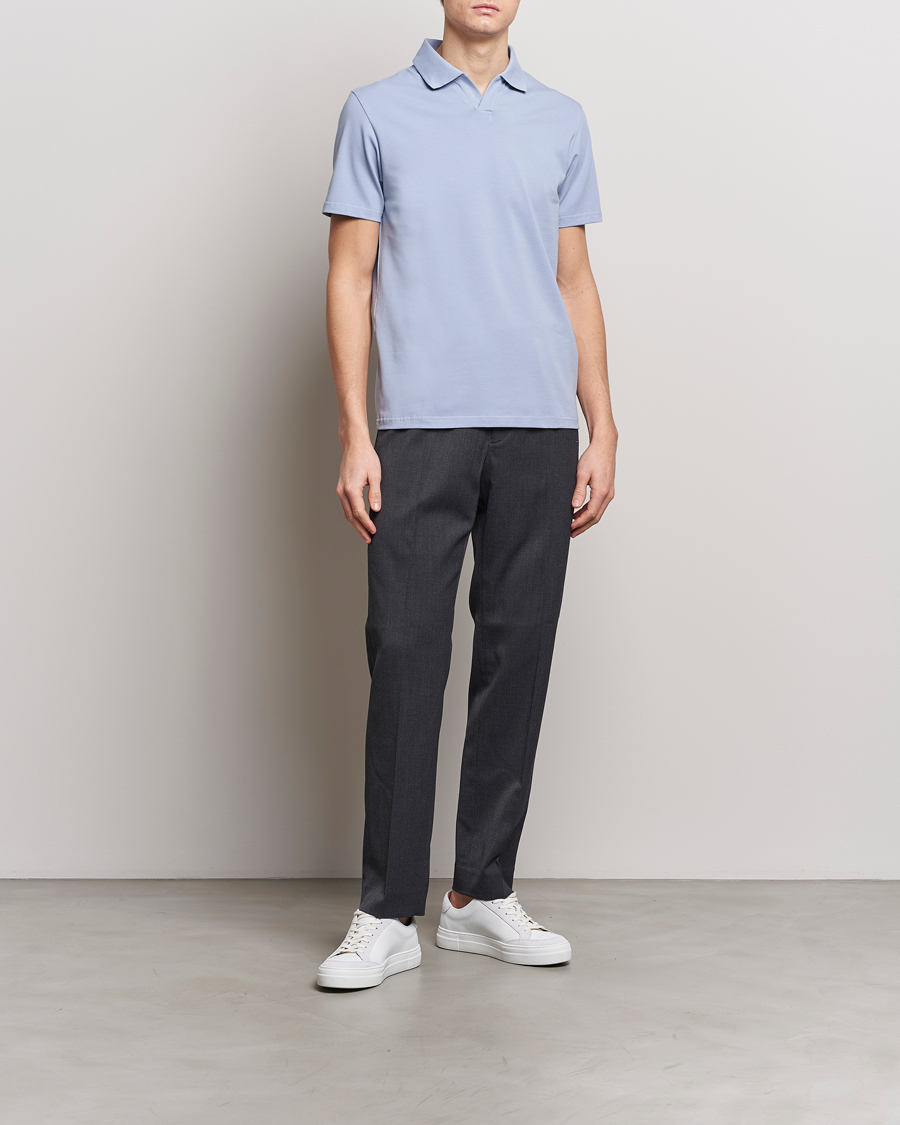 Herr | Pikéer | Filippa K | Soft Lycra Polo T-Shirt Faded Blue