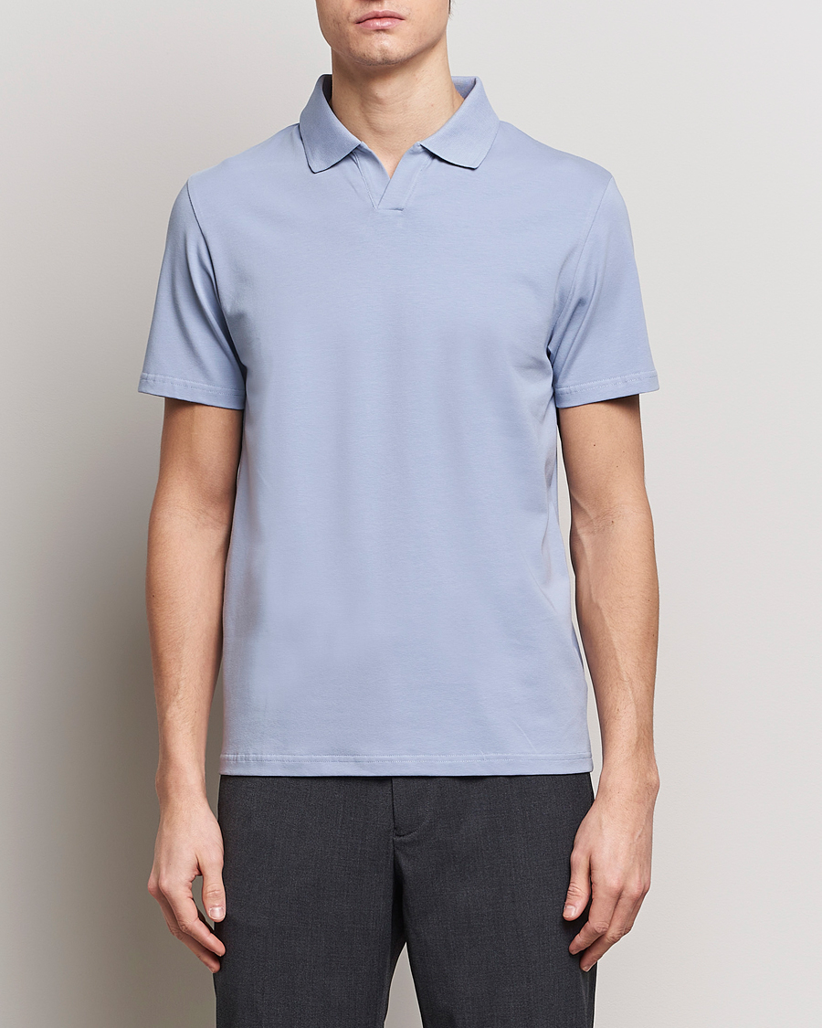 Herr | Kortärmade pikéer | Filippa K | Soft Lycra Polo T-Shirt Faded Blue