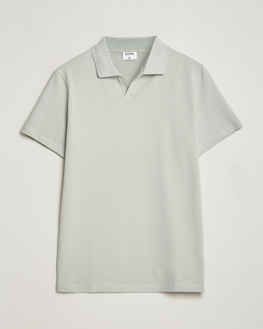 Herr | Pikéer | Filippa K | Soft Lycra Polo T-Shirt Green Grey