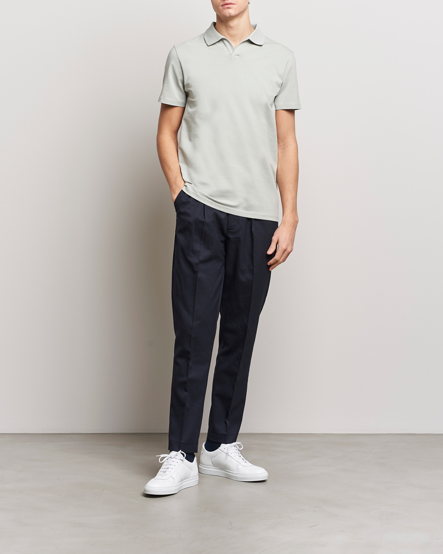 Herr | Pikéer | Filippa K | Soft Lycra Polo T-Shirt Green Grey