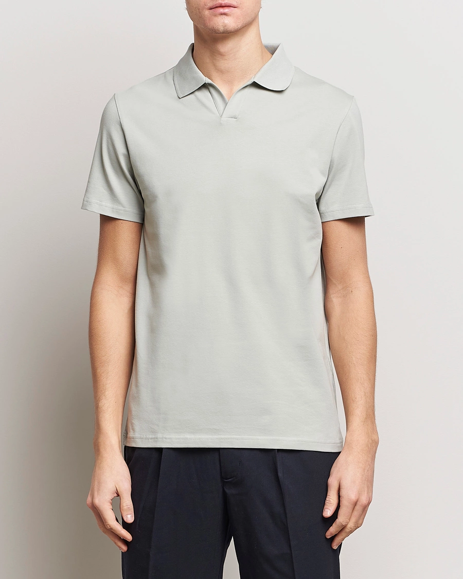 Herr | Kortärmade pikéer | Filippa K | Soft Lycra Polo T-Shirt Green Grey