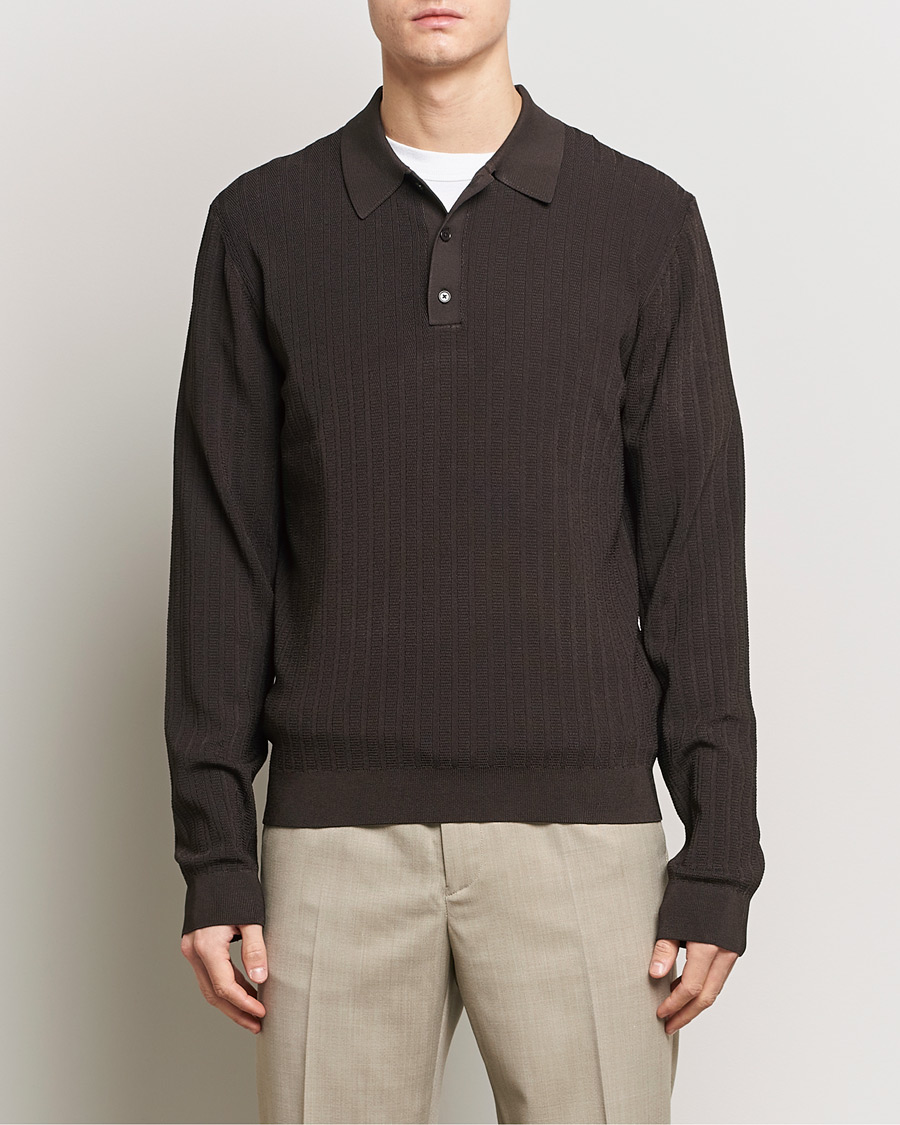 Herr | Kläder | Filippa K | Structured Knitted Polo Dark Oak