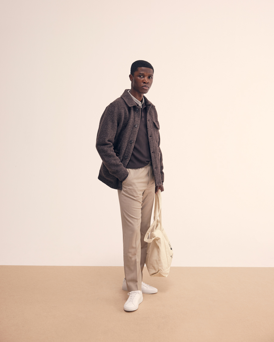 Herr | Tröjor | Filippa K | Structured Knitted Polo Dark Oak
