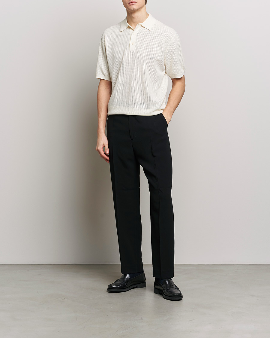 Herr | Pikéer | Filippa K | Mesh Knitted Polo Chalk White