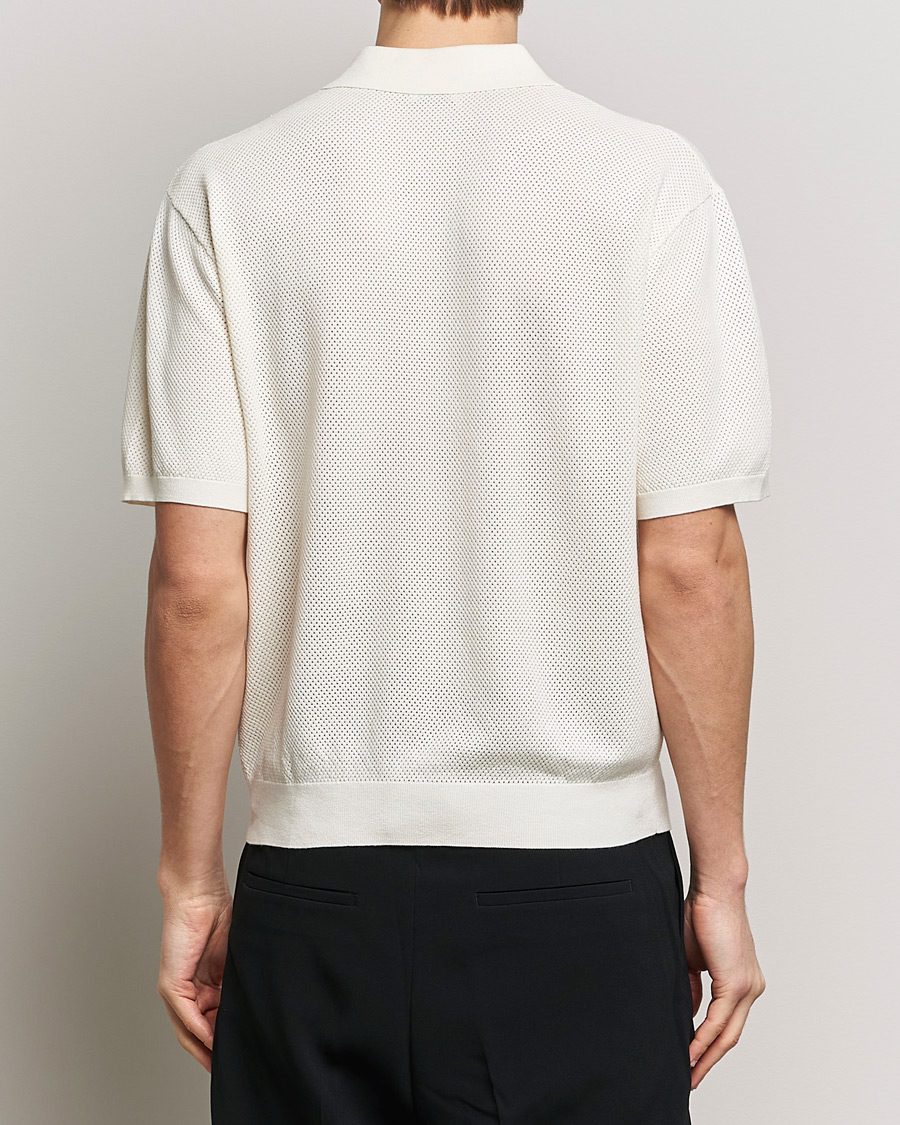 Herr | Pikéer | Filippa K | Mesh Knitted Polo Chalk White