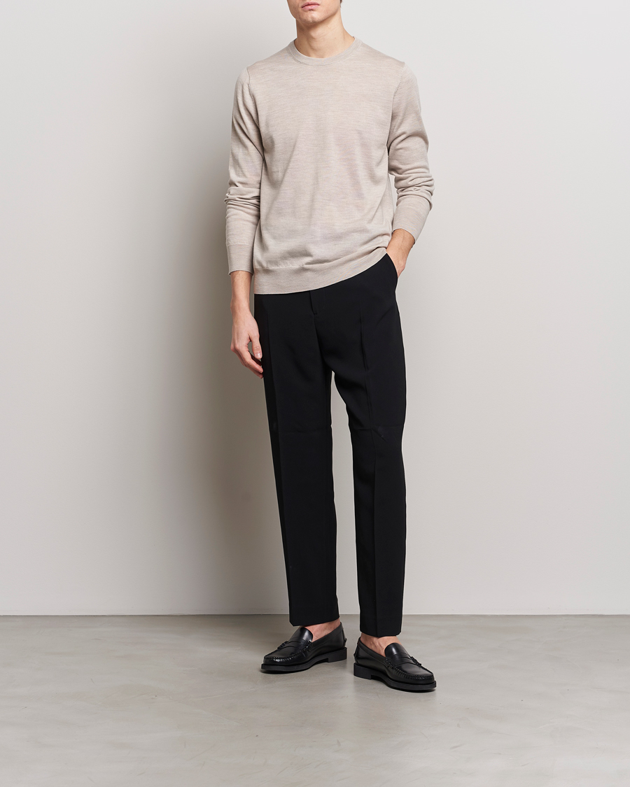 Herr | Tröjor | Filippa K | Merino Round Neck Sweater Beige Melange