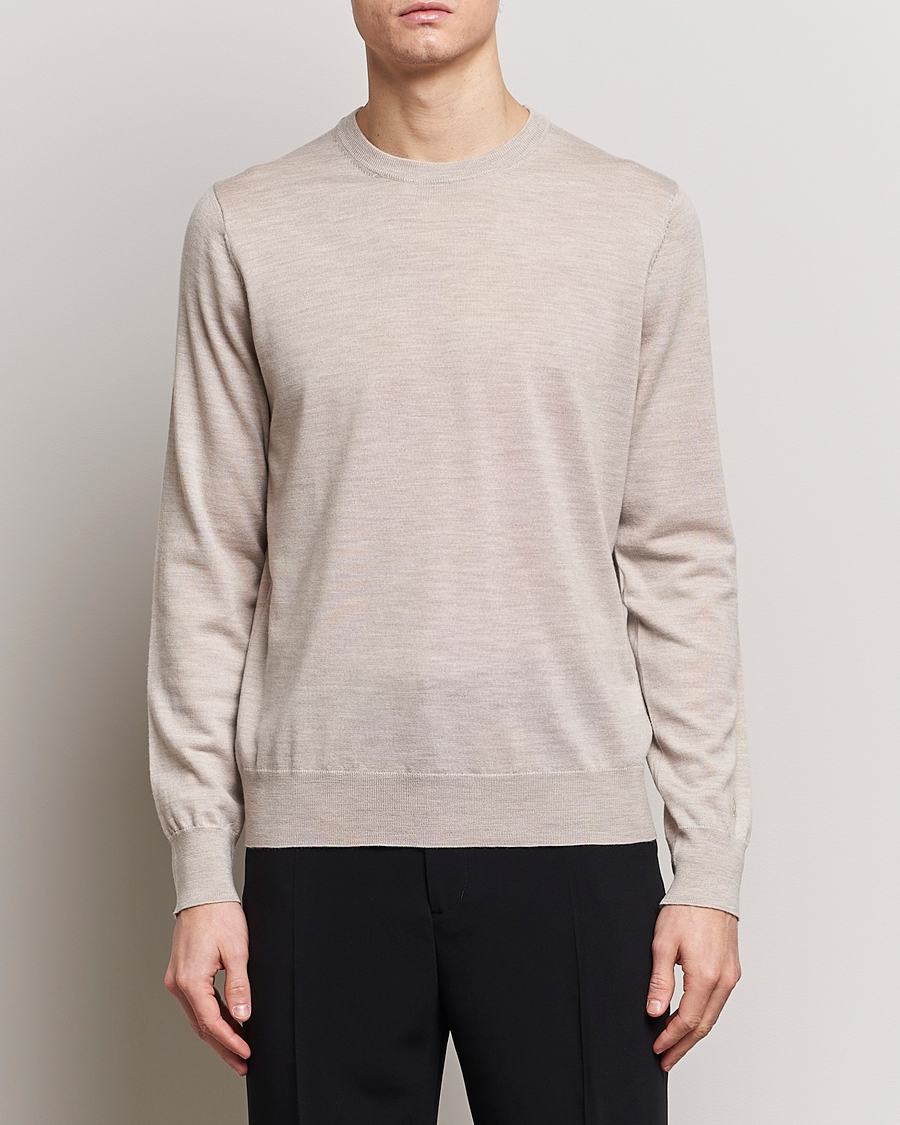 Herr | Pullover rundhals | Filippa K | Merino Round Neck Sweater Beige Melange