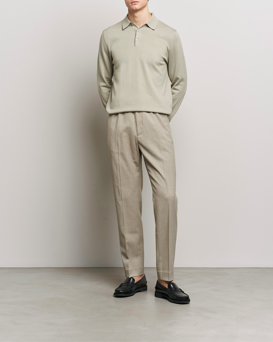 Herr | Tröjor | Filippa K | Knitted Polo Shirt Light Sage