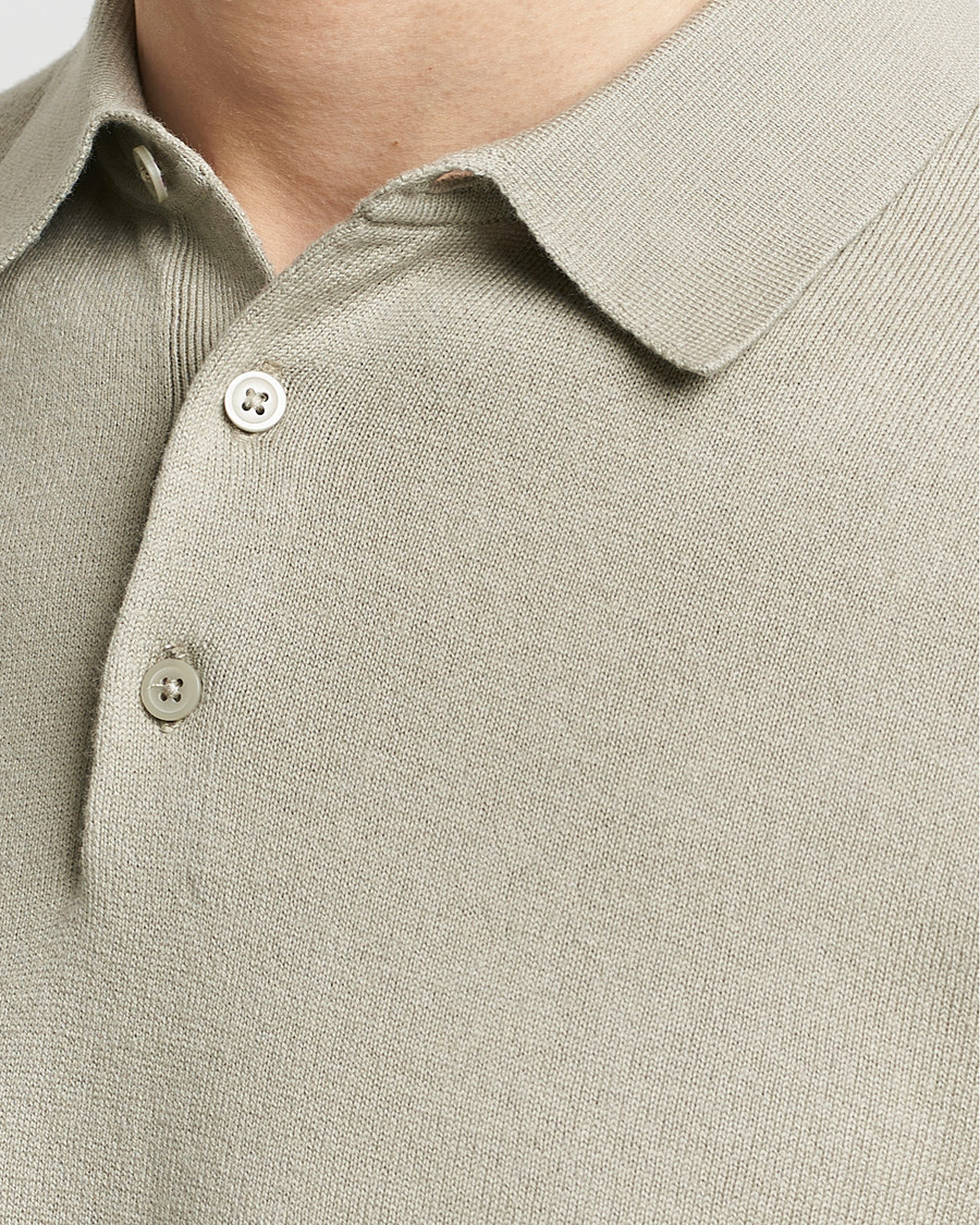 Herr | Tröjor | Filippa K | Knitted Polo Shirt Light Sage
