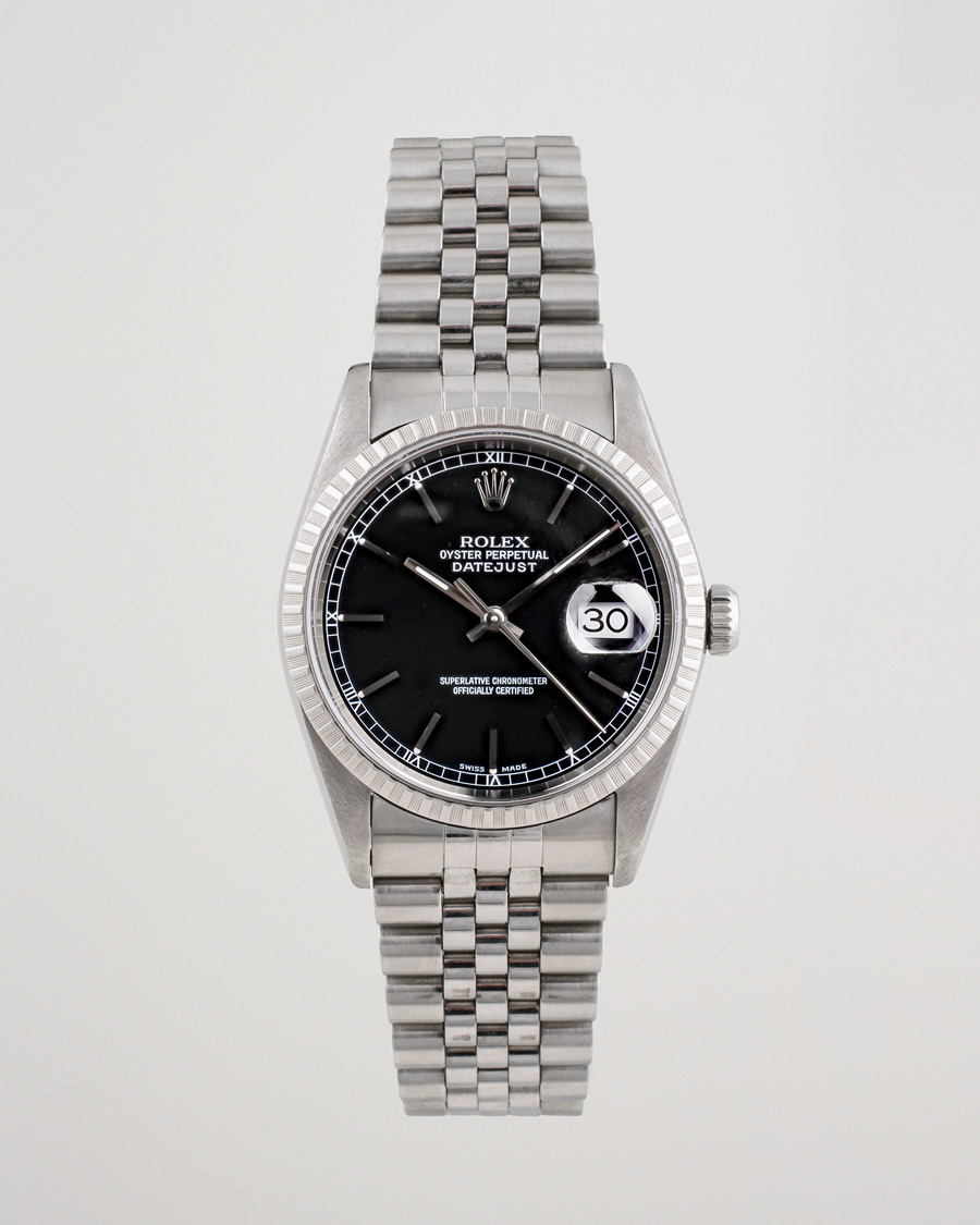 Herr | Rolex Pre-Owned Datejust 16220 Oyster Perpetual Black Steel Black Steel Black | Rolex Pre-Owned | Datejust 16220 Oyster Perpetual Black Steel Black Steel Black