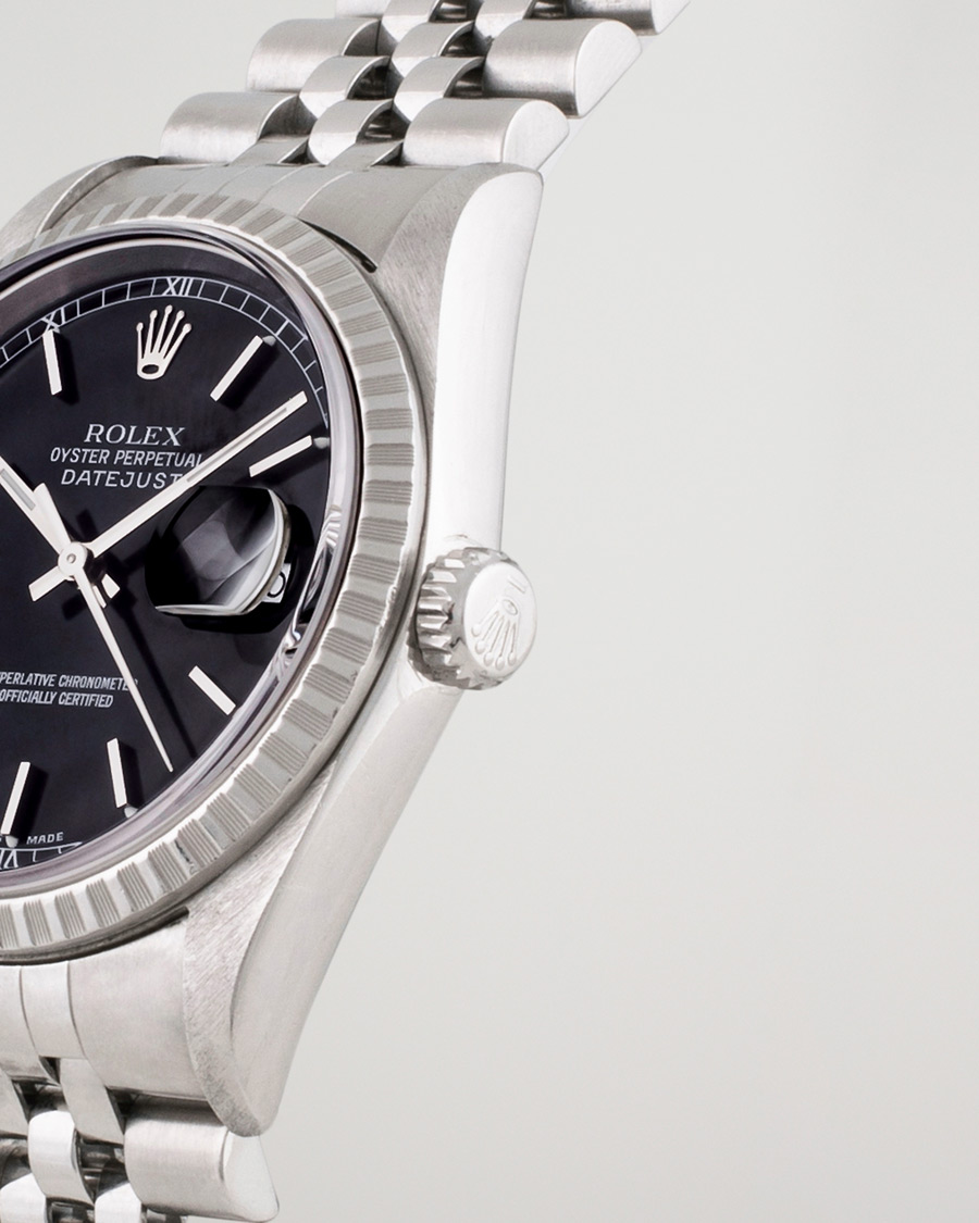 Herr | Rolex Pre-Owned Datejust 16220 Oyster Perpetual Black Steel Black Steel Black | Rolex Pre-Owned | Datejust 16220 Oyster Perpetual Black Steel Black Steel Black
