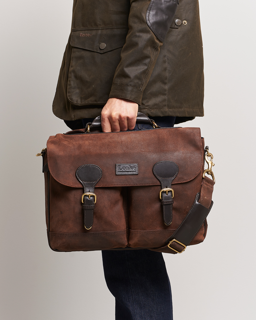 Herr | Best of British | Loake 1880 | Blackfriars Suede/Leather Briefcase Brown