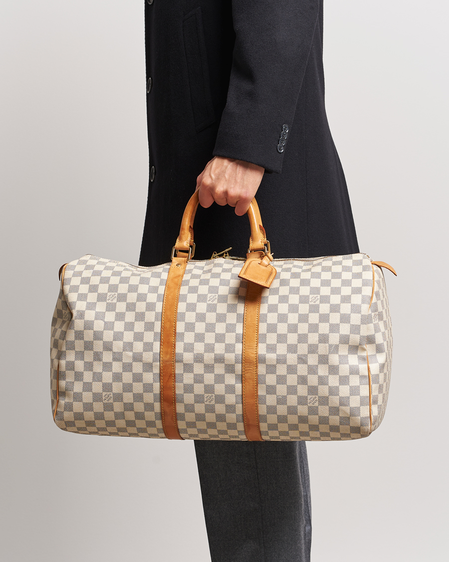 Herr | Louis Vuitton Pre-Owned Keepall 50 Bag Damier Azur | Louis Vuitton Pre-Owned | Keepall 50 Bag Damier Azur