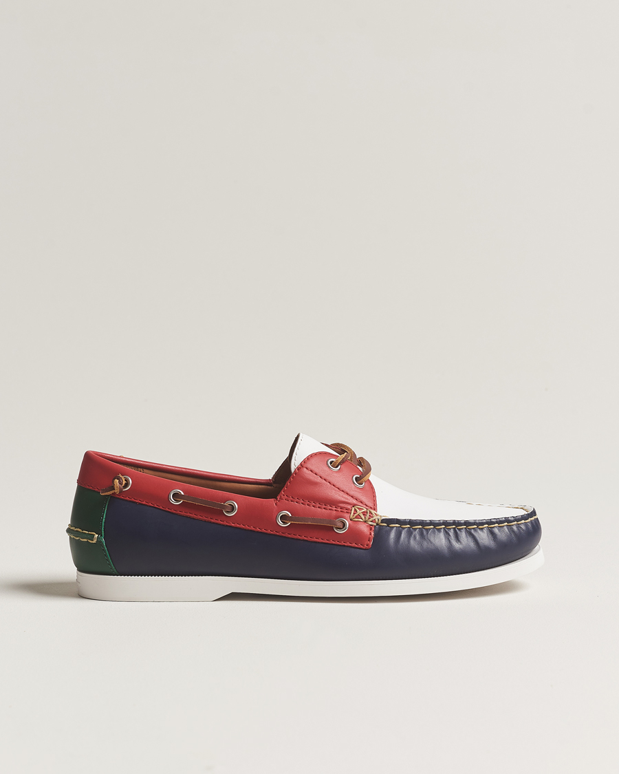 Herr | Polo Ralph Lauren Merton Leather Boat Shoe Red/White/Blue | Polo Ralph Lauren | Merton Leather Boat Shoe Red/White/Blue