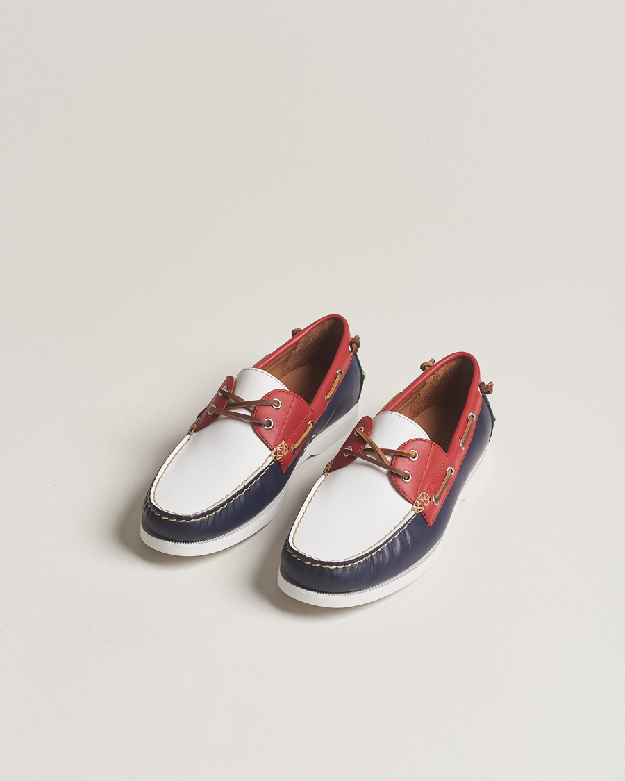Herr | Seglarskor | Polo Ralph Lauren | Merton Leather Boat Shoe Red/White/Blue
